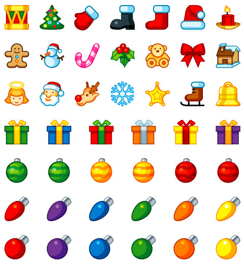 Christmas Icon set   Vector PSD PNG ICO EPS   Tree Santa Gift Ball