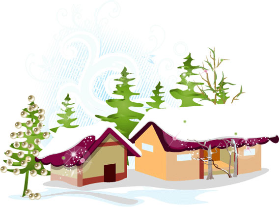 Christmas snow house - vector