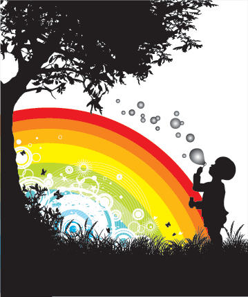Soap bubbles Rainbow Tree Boy
