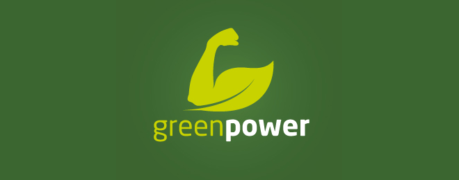 13 green power fitness logo design