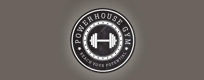 18 badge gym fitness logo design
