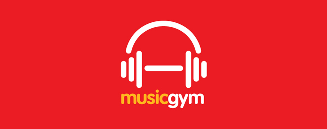 6 music gym fitness logo design