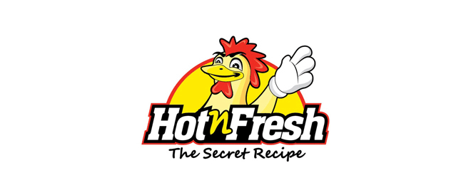 hot fresh rooster logo design