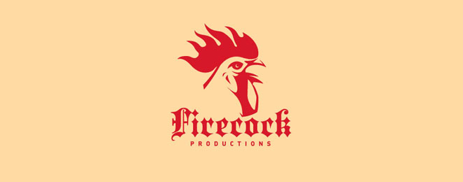fire cock rooster logo design