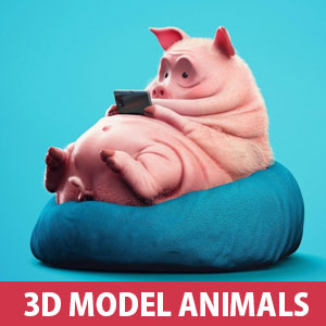 Funny 3D Model Animals as Couch Potatoes By Guodong Zhao