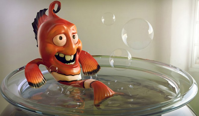 3d character design fish by emerson