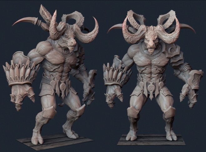 3d fantasy character buffalo model monster