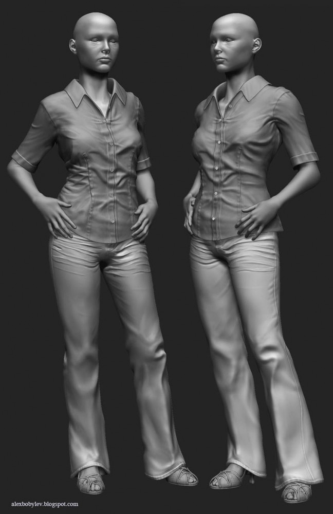 3d woman character model wip