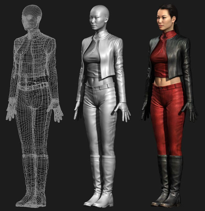 3d woman wip model character design