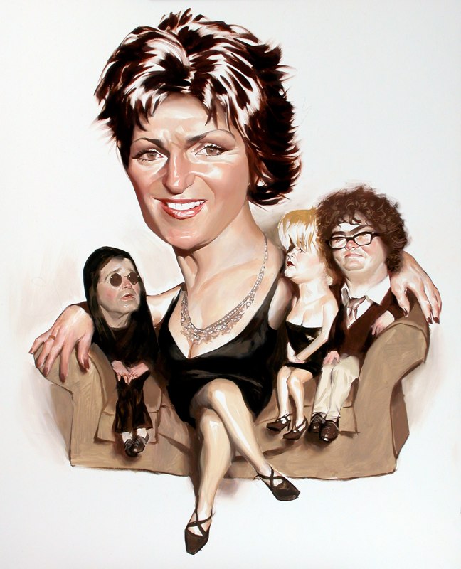 paintings illustration caricature Daniel-Adel-The Osbournes TV Guide