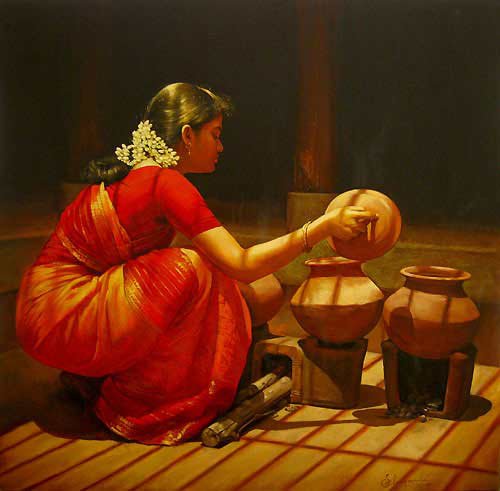 paintings of rural indian women oil painting 13