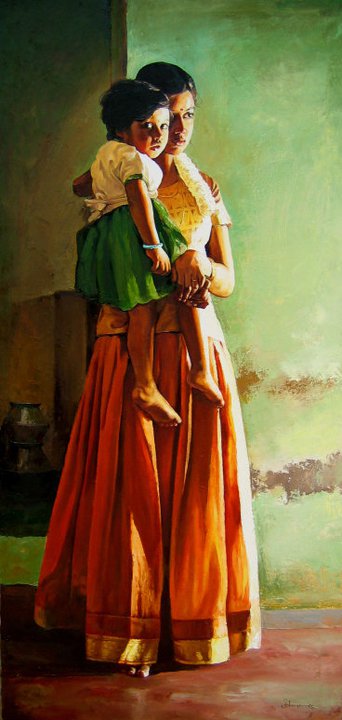 paintings of rural indian women oil painting 20