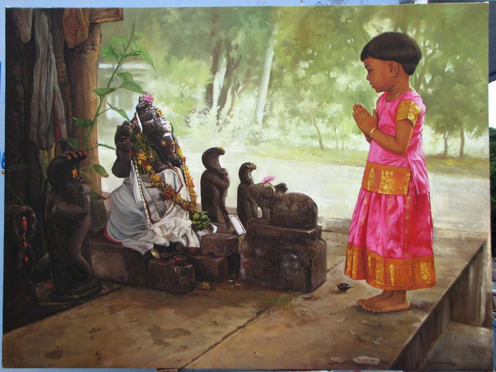 paintings of rural indian women oil painting 5