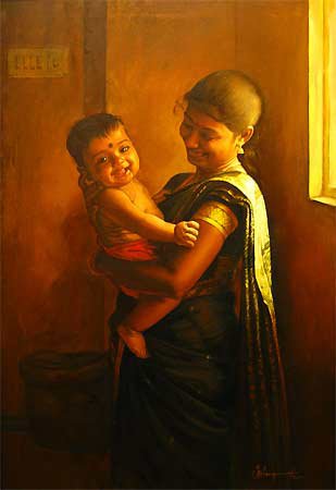 paintings of rural indian women oil painting