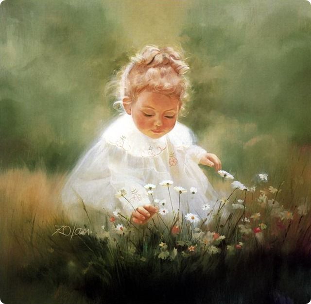 painting child in garden
