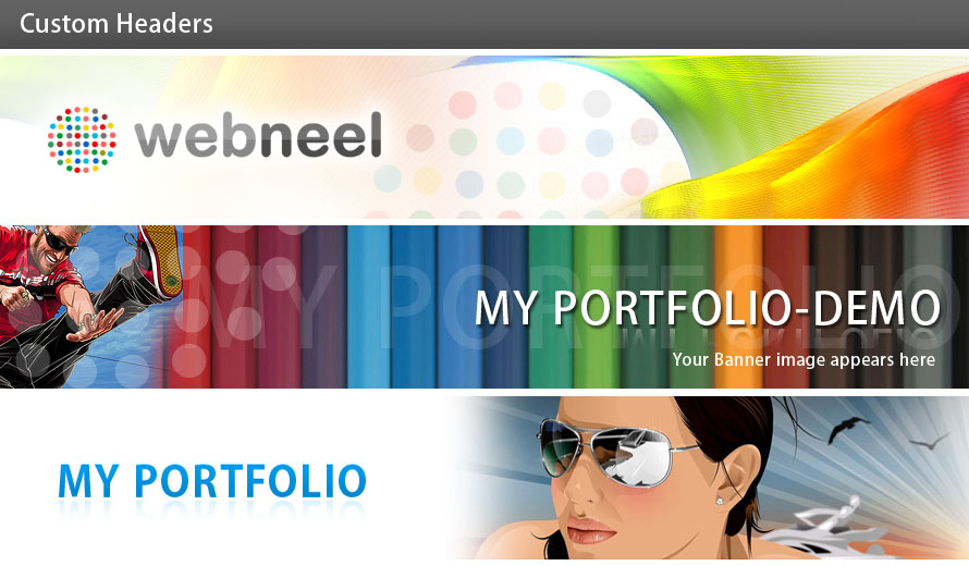 custom header for your online portfolio