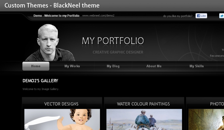 black theme you can change your portfolio theme