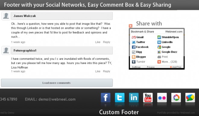 add your social network links in the footer