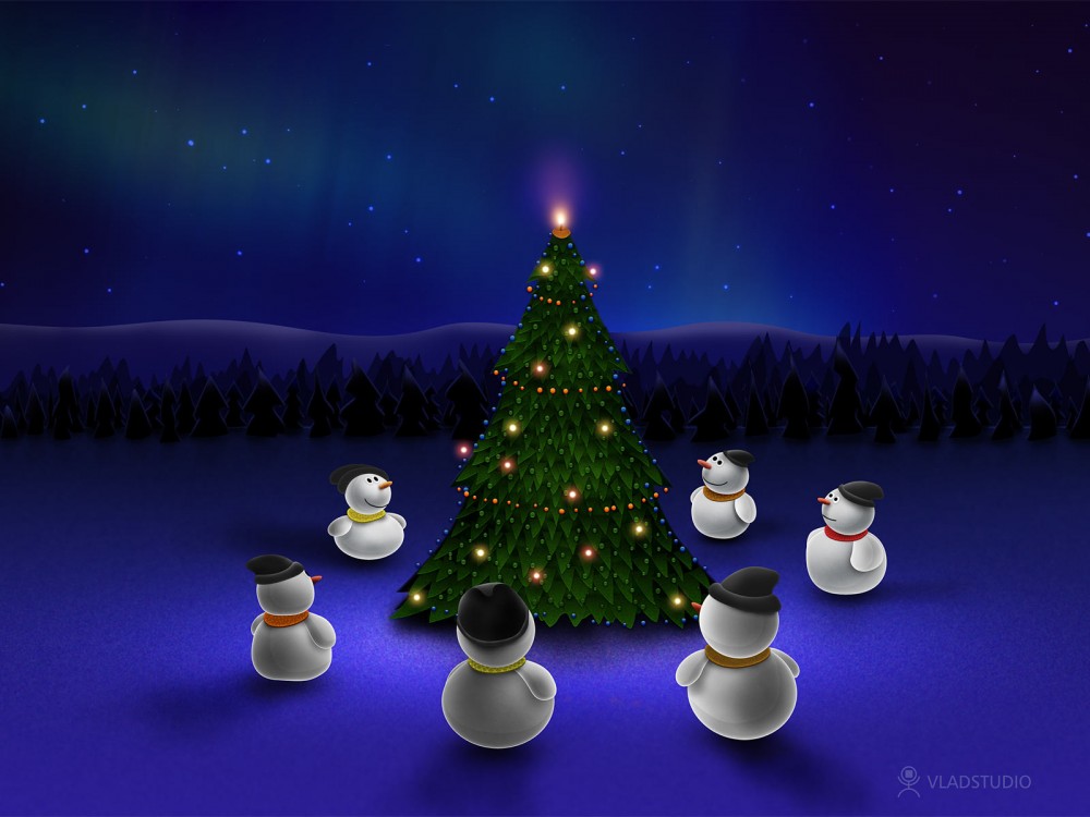 snowmans christmas night