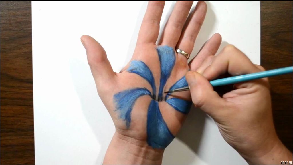 3D illusion Art on hand - Body Painting Art