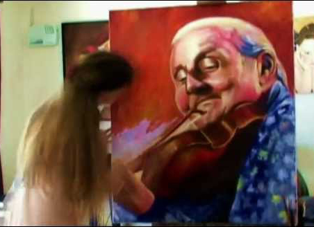 Speed Oil Painting Portrait video of violinist Stephane Grappelli