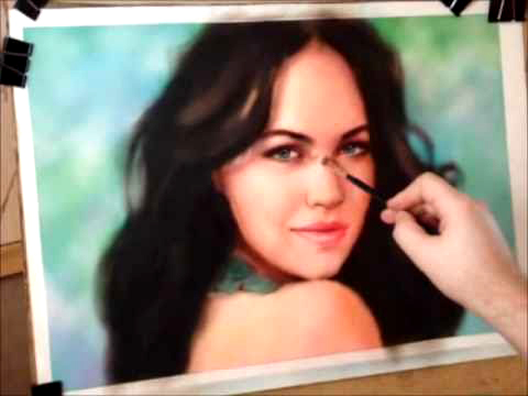 Speed Painting portrait in the mixed technique by Artist Megan Fox