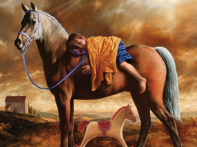 child on horse wallpaper