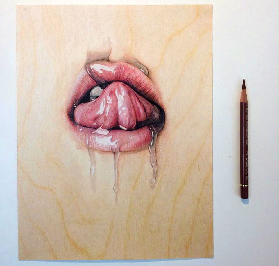 5 lips color pencil drawing by jennifer de boer