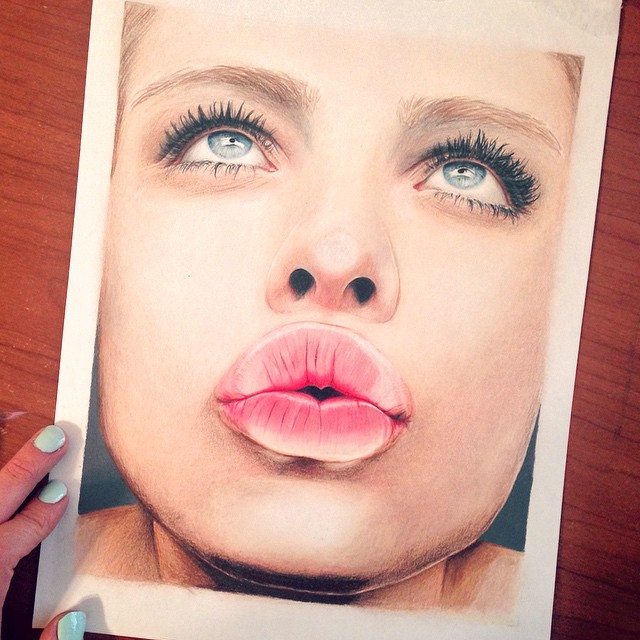 kiss color pencil drawing by jennifer de boer