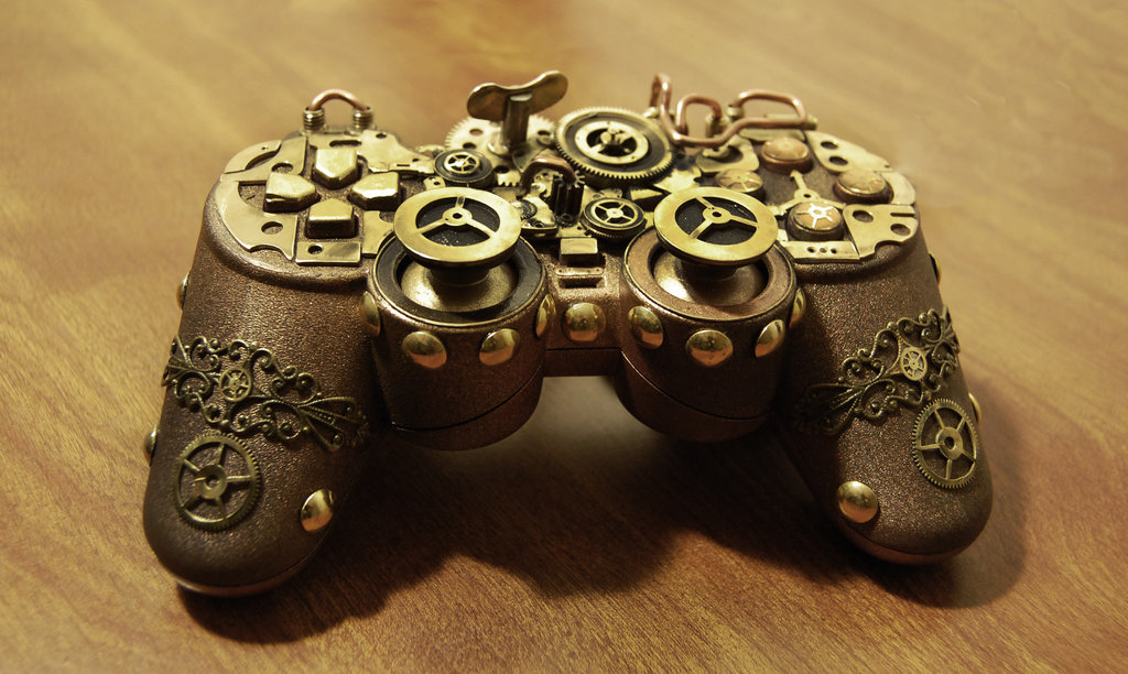 1 steampunk ps controller sculpture by cybercrafts
