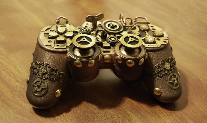 steampunk ps controller sculpture