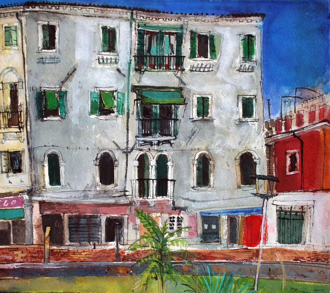 6 house watercolor painting by peter quinn
