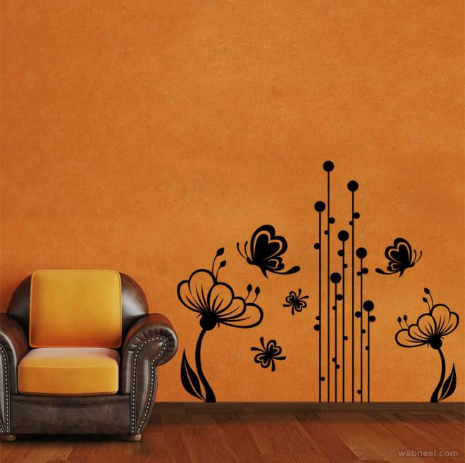 flower butterflies wall art decals