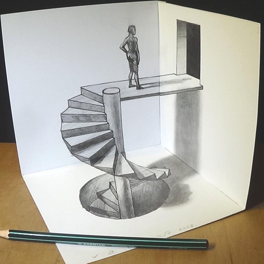 12 spiral stairs 3d drawing by sandor vamos | Image