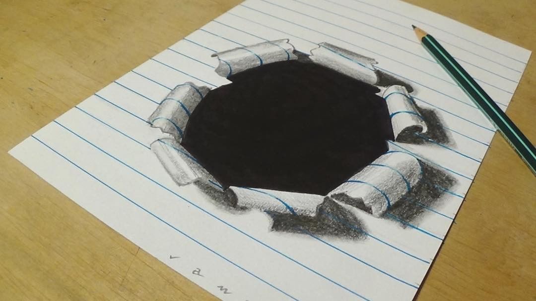 2 hole paper 3d drawing by sandor vamos