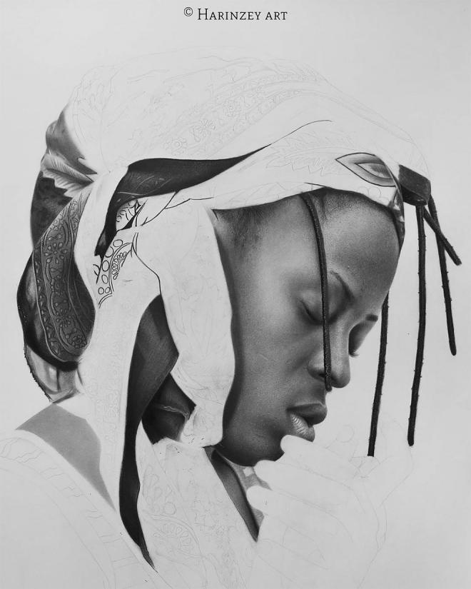 hyper realistic pencil drawing