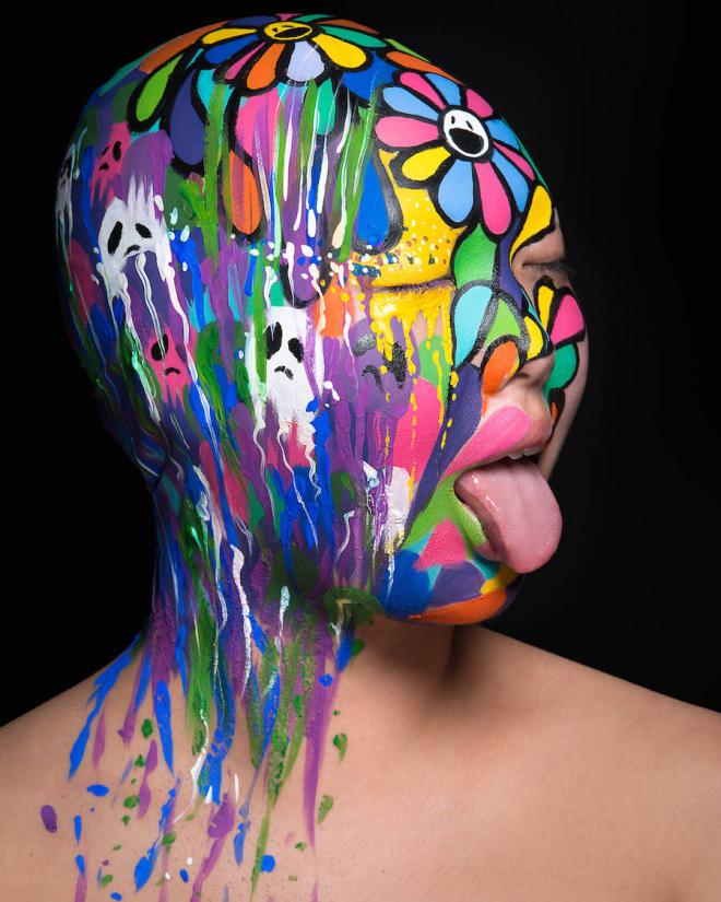 takashis art as face paintings