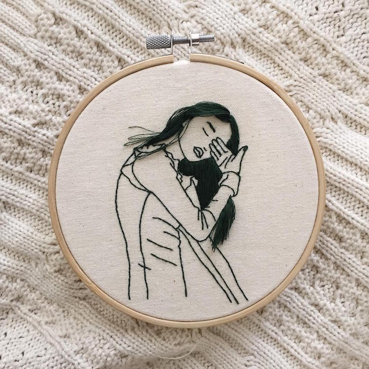 3 lady embroidery art by sheena liam