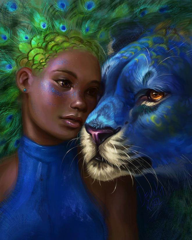 peacock digital painting