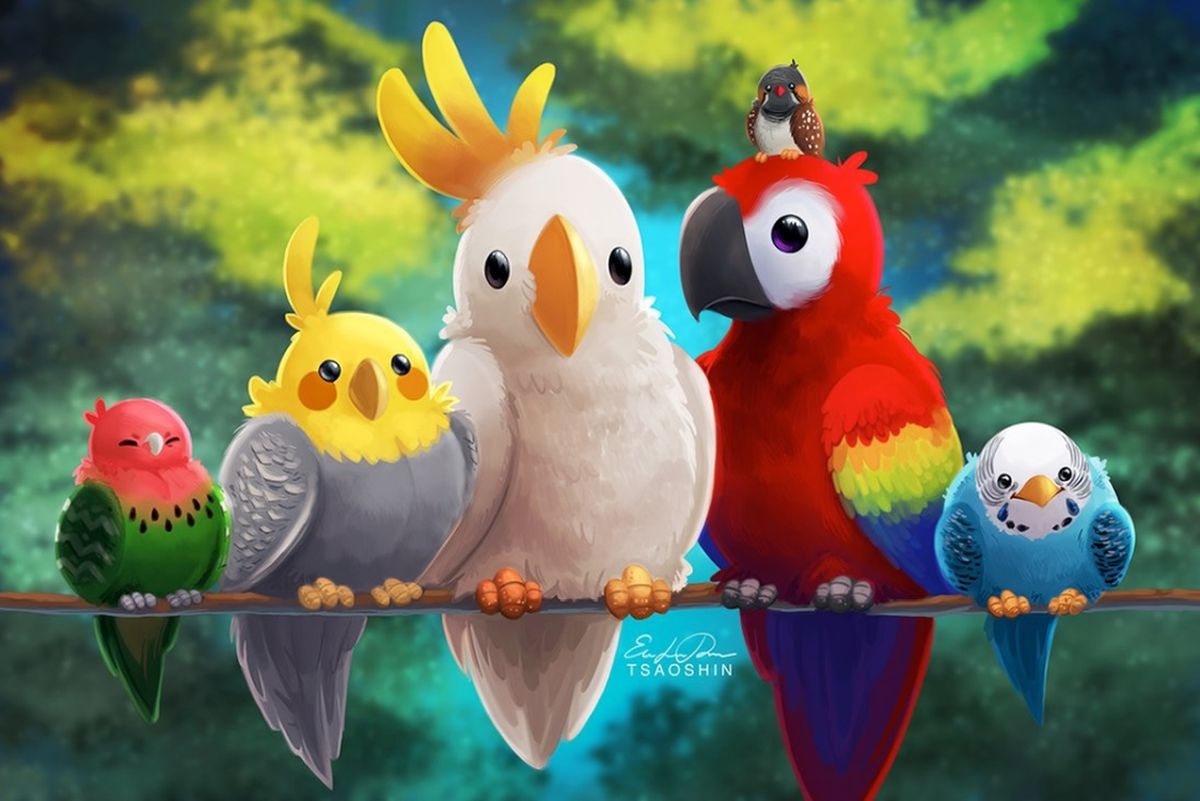 1 birds digital painting by tsaoshin