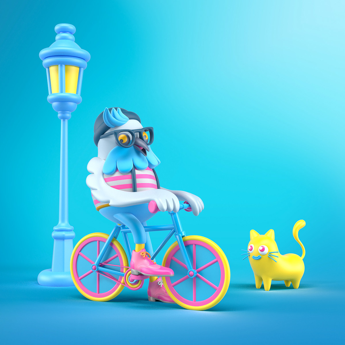 rooster 3d models by nikopicto