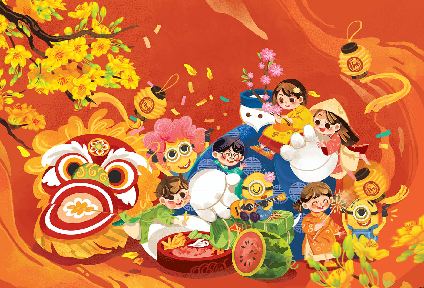 10 happy lunar year editorial digital illustration by wazza pink