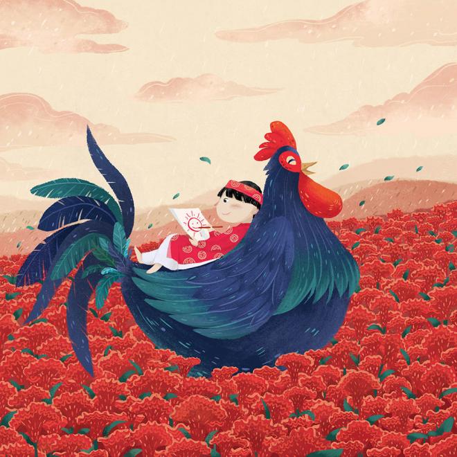 rooster digital illustration