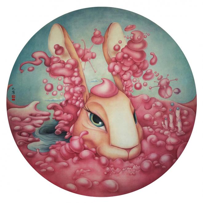 bunnypink watercolor painting