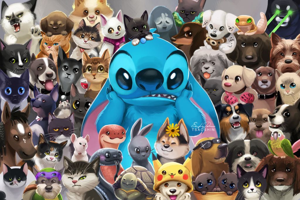 11 stitch pets digital painting by tsaoshin
