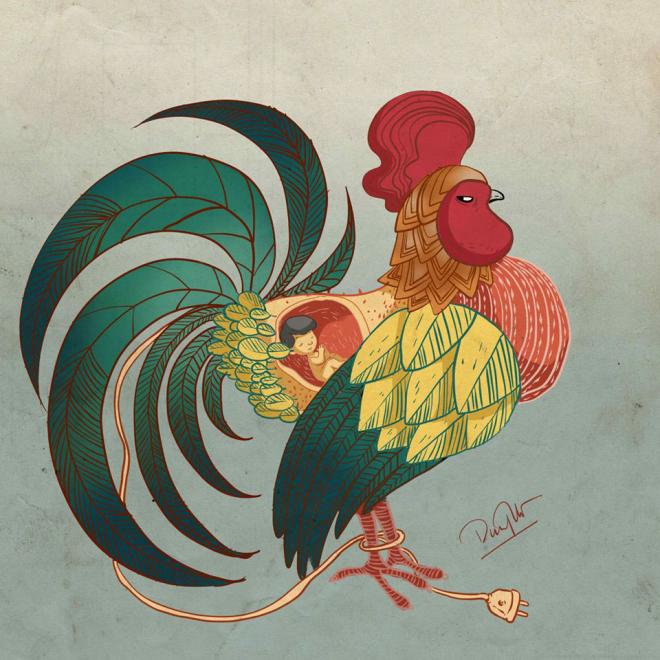 rooster digital illustration