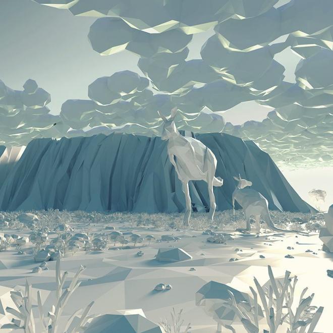 kangaroo low poly 3d design