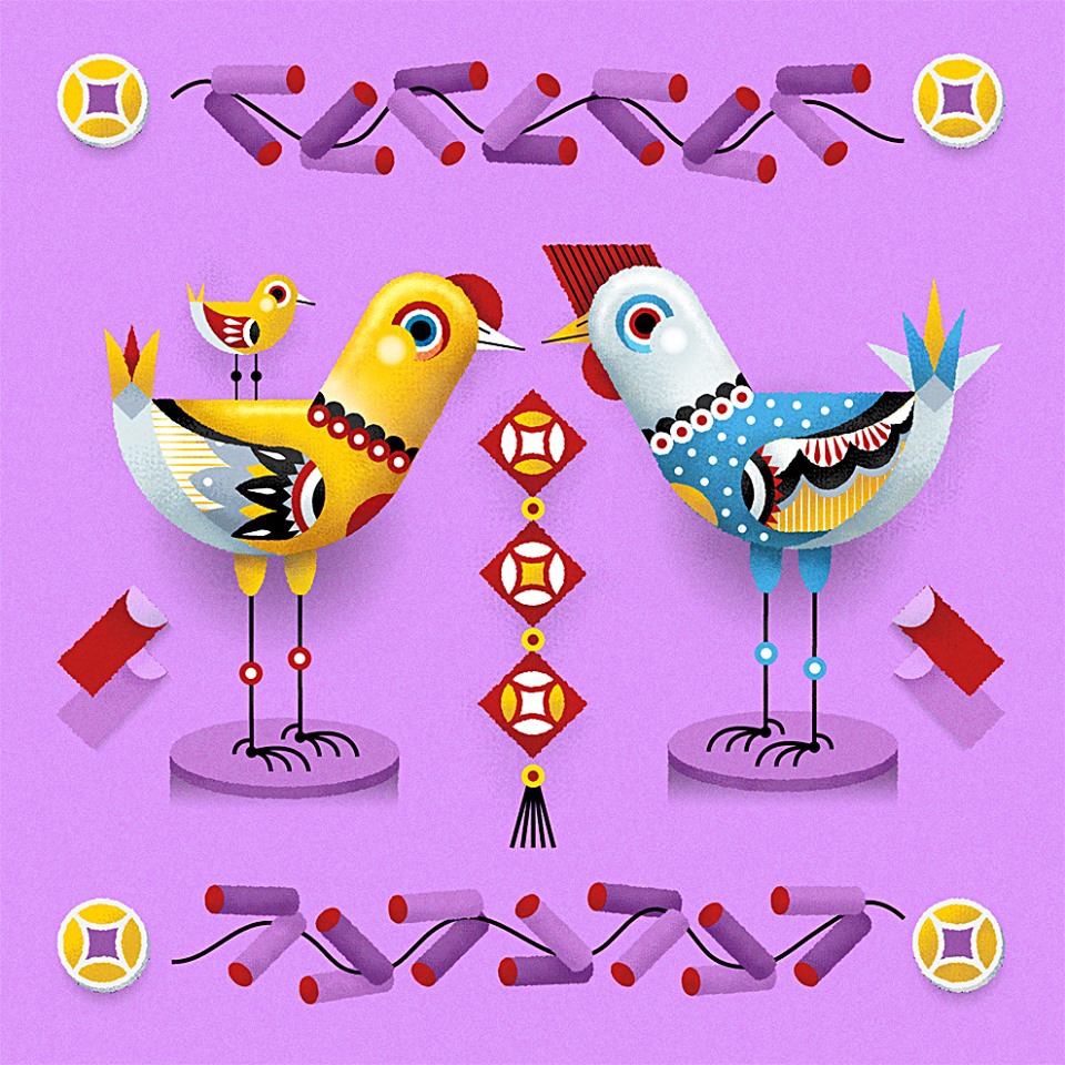 13 rooster digital illustration by tram anh