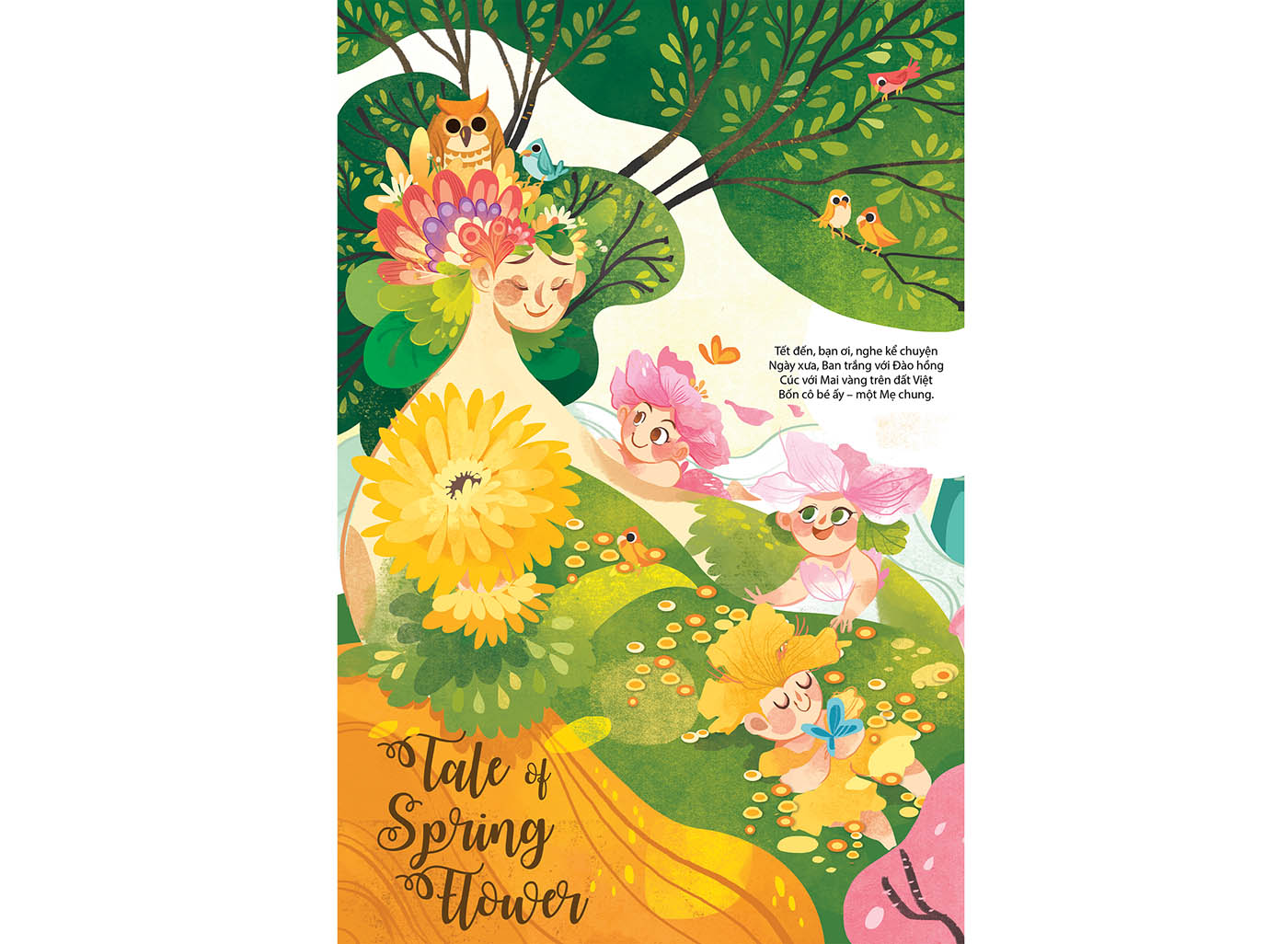 14 story spring flower editorial digital illustration by wazza pink