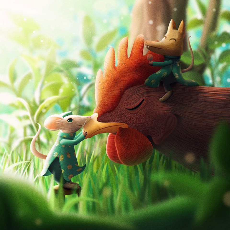 15 rooster digital illustration by estince voi